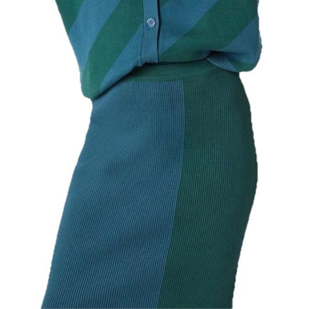 NWT The Drop Colorblock Pencil Sweater Knit Midi Skirt Blue & Green‎ Sz Small S
